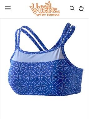 UVSkinz Blue Patterned UPF50 Swim Top
